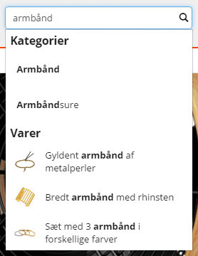 Screenshot: Searching for categories