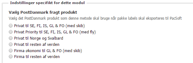 Screenshot: Post Danmark integration: now also for parcels abroad