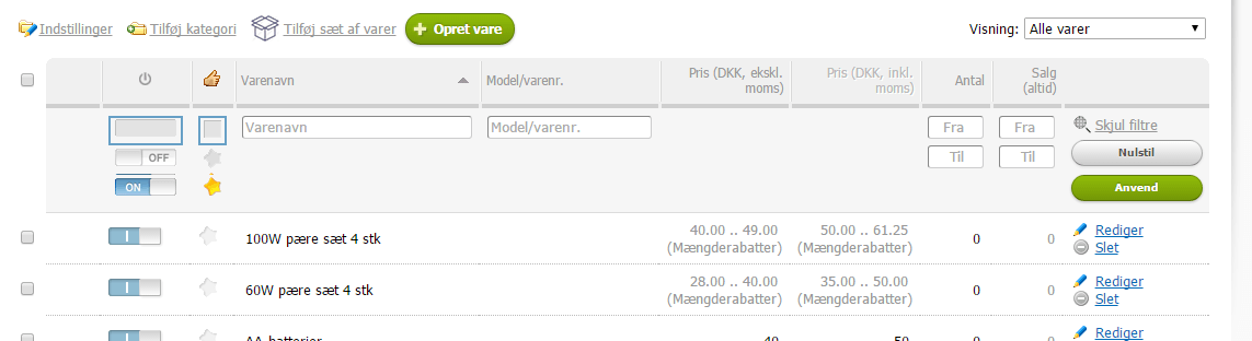 List with filters