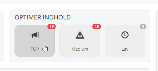 Dashboard: optimise content