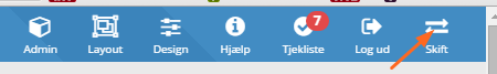 The Switch icon at the top of the admin