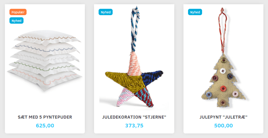 Excerpt of a product category with new products