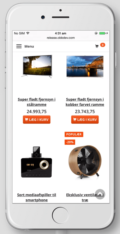 Screenshot: More products shown in categories on tablet and mobile