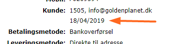 Screenshot: Date the customer was created on packing slips