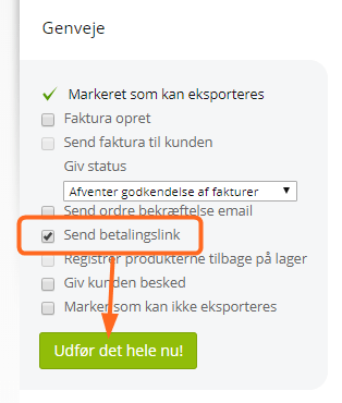 Screenshot: Send a payment link to a customer after new products have been added