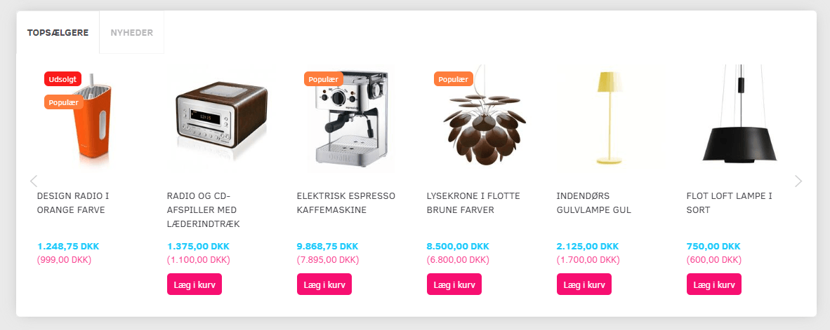 Screenshot: “Sold out” label on product images