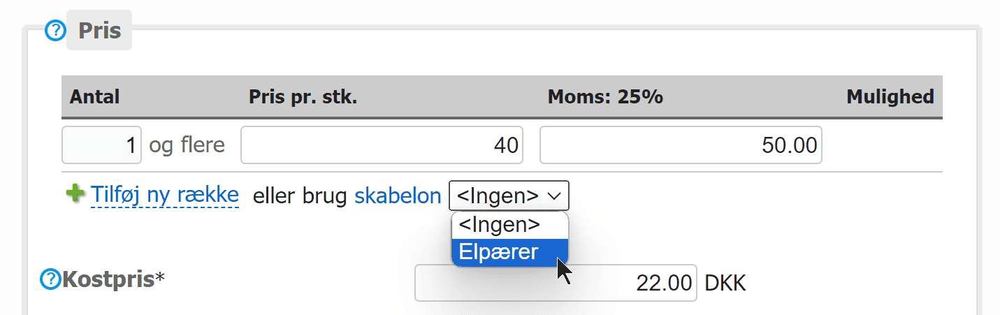 Screenshot: Manage quantity discounts centrally with templates