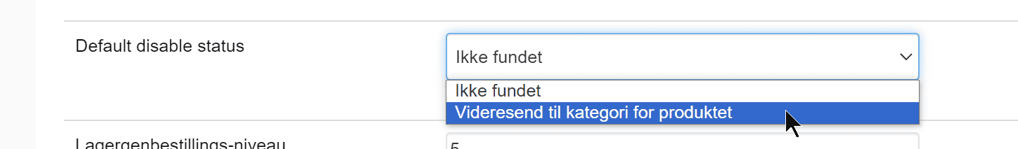 Screenshot: Redirect a product to its category when sold out