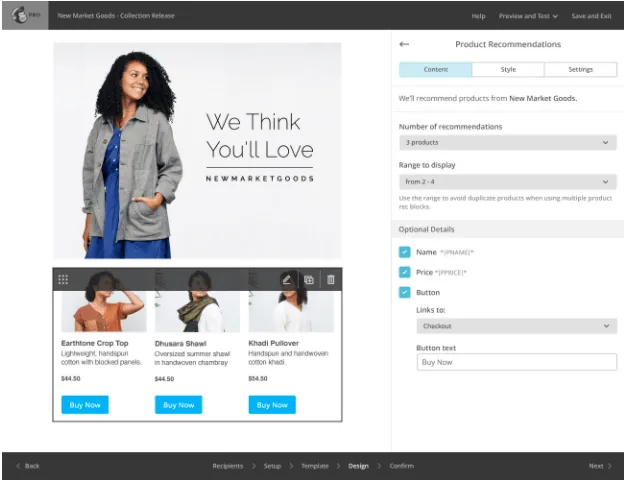 Mailchimp newsletter with related products