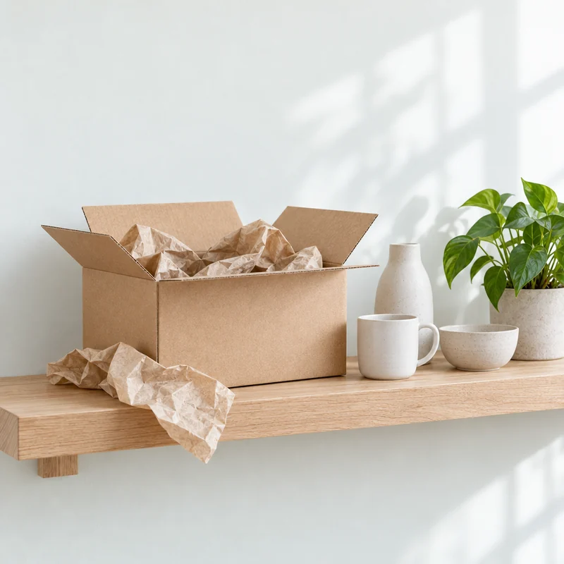 A new shop: products being unpacked onto a shelf