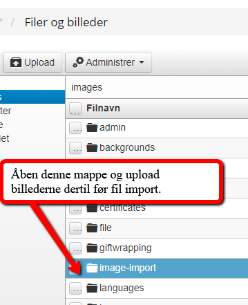 Screenshot: Upload product images for an import