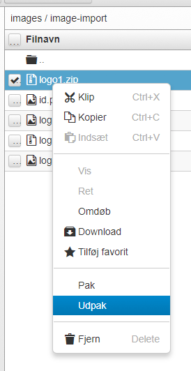 Screenshot: Zip files