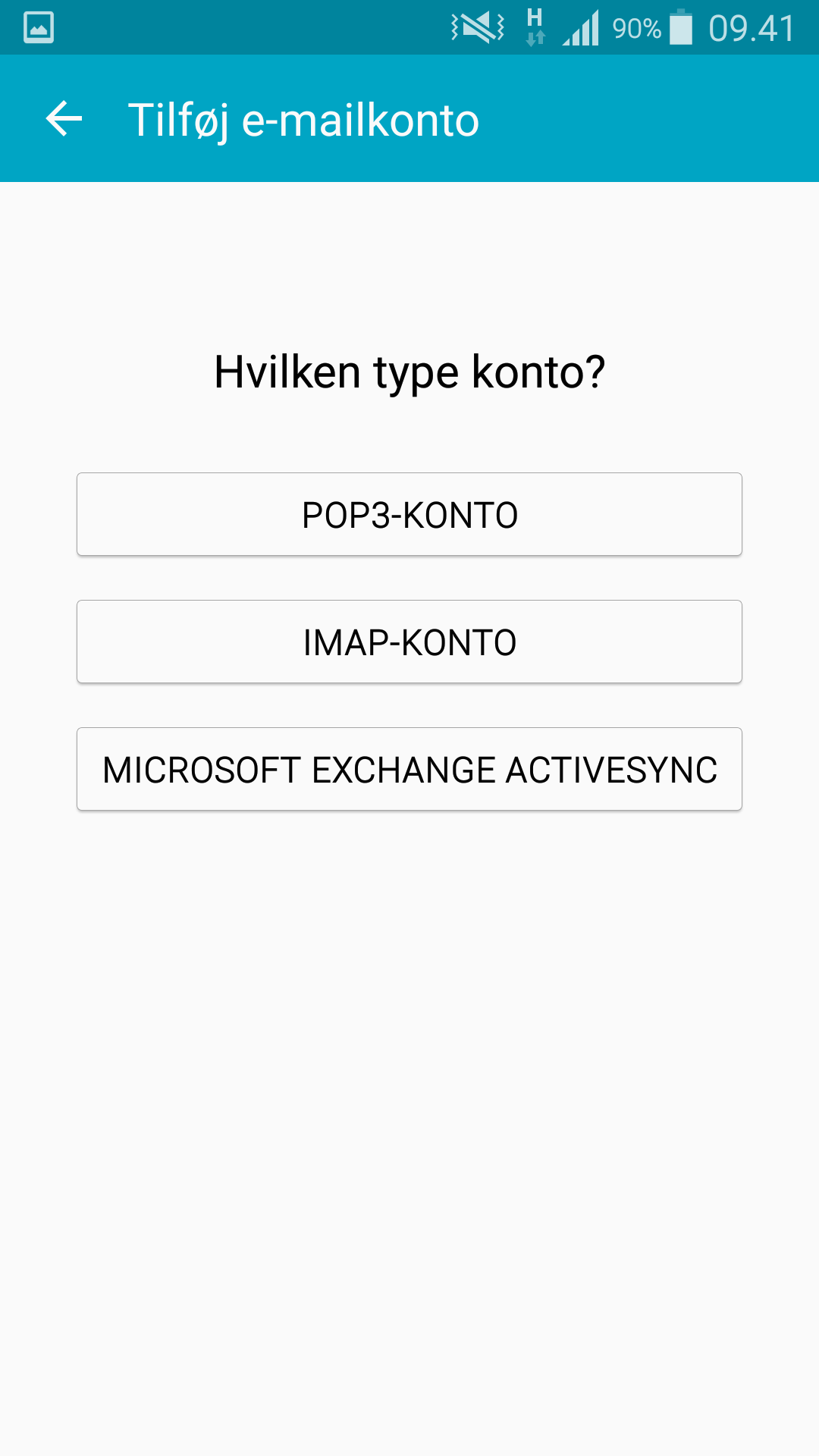 Screenshot: Setting up email on Android