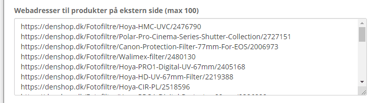 Screenshot: 3: Paste in the web address(es) of the products you want in your online shop