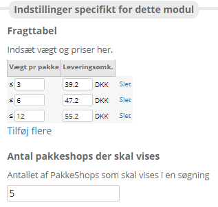 Screenshot: The parcel shop module