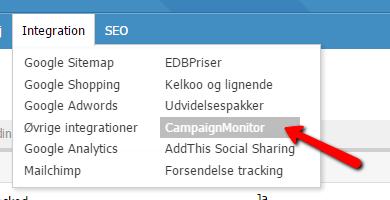 Campaign Monitor in the admin menu