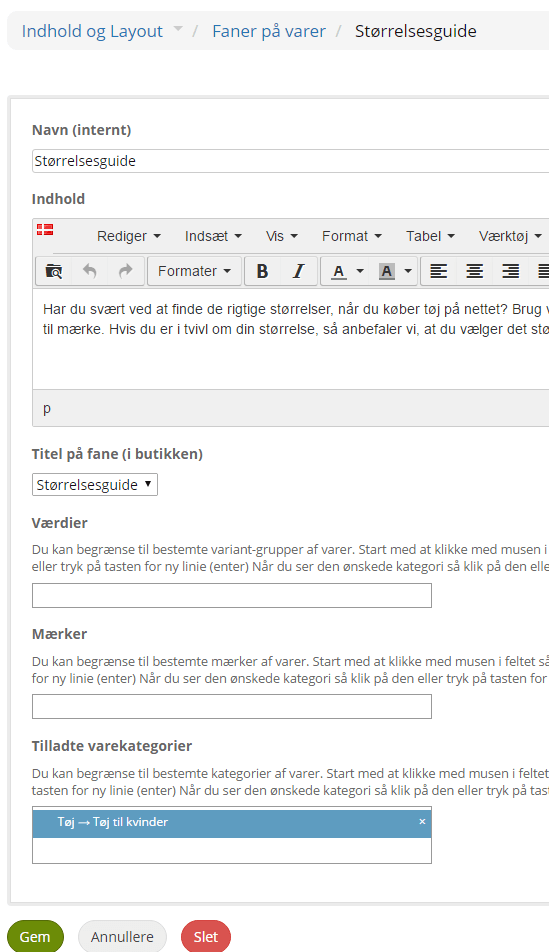 Screenshot: Same information on many products