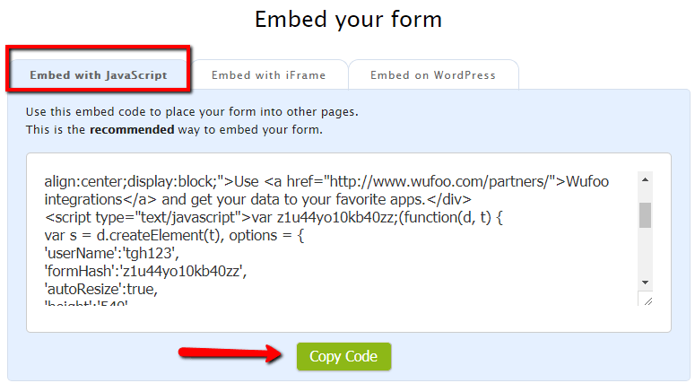 Screenshot: Insert the form on a page in your shop