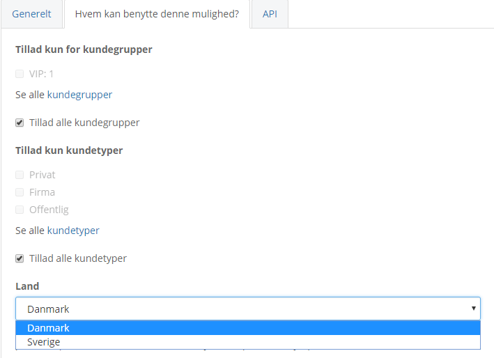 Screenshot: The parcel shop module