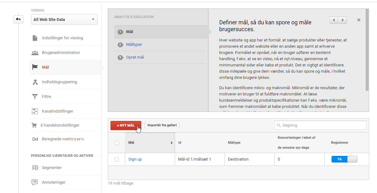 Screenshot: 6: Measure newsletter sign-ups