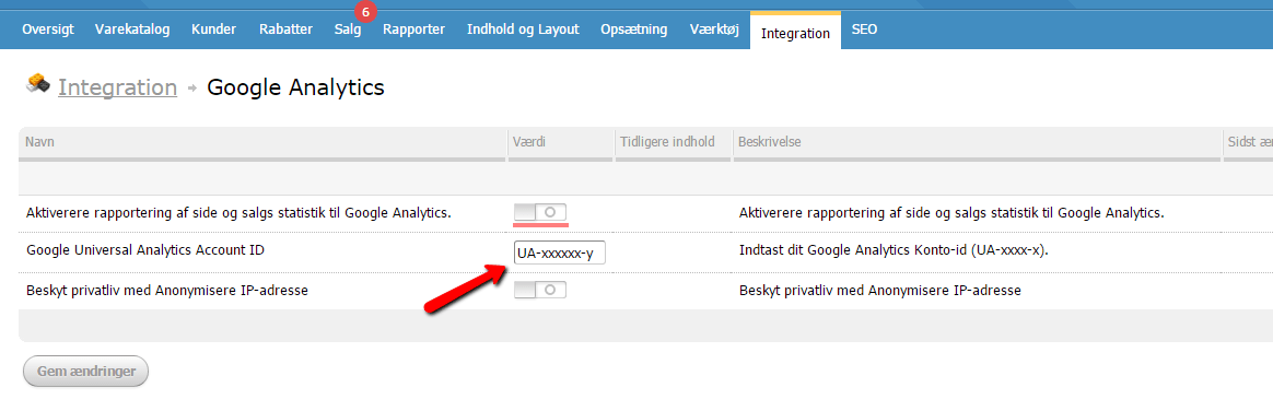 Screenshot: 3. Integrate your online shop with Google Analytics