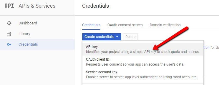 Screenshot: Find and enable your Google Maps API key