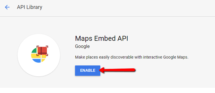 Screenshot: Find and enable your Google Maps API key