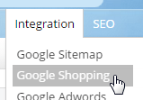 Google Shopping in the admin menu