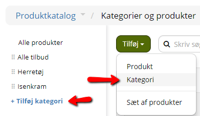 Screenshot: Category pages as information pages