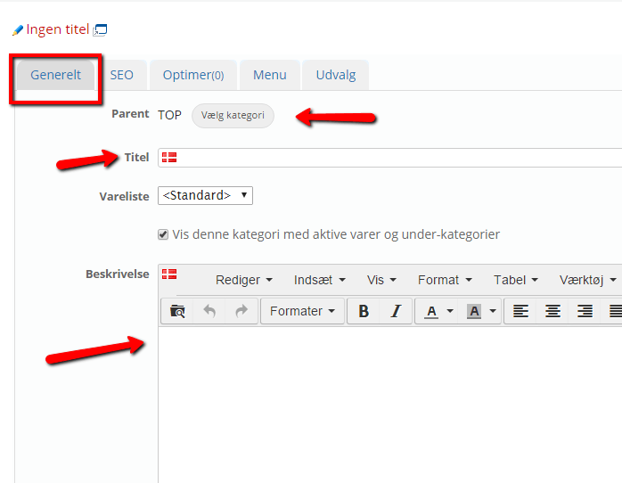 Screenshot: Category pages as information pages