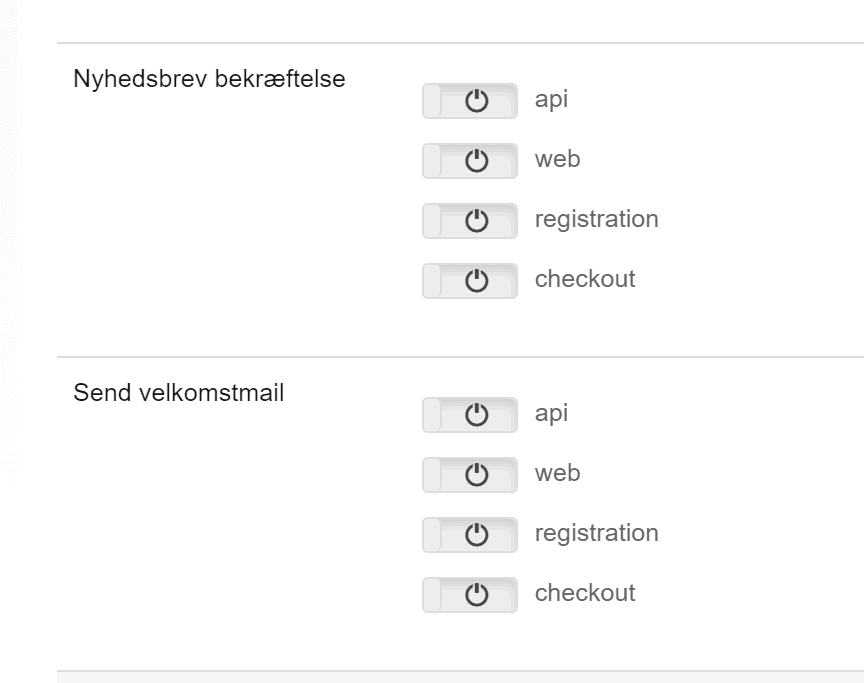 Screenshot: If the online shop shouldn’t send newsletter confirmation and/or welcome emails
