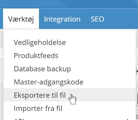 Screenshot: Export subscribers from the online shop