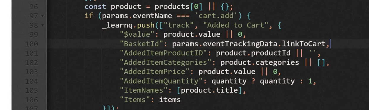 Screenshot: Abandoned basket integration