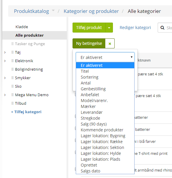 Screenshot: Filtering