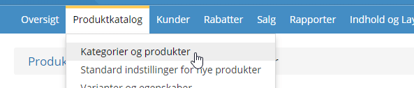Screenshot: The product list in the admin