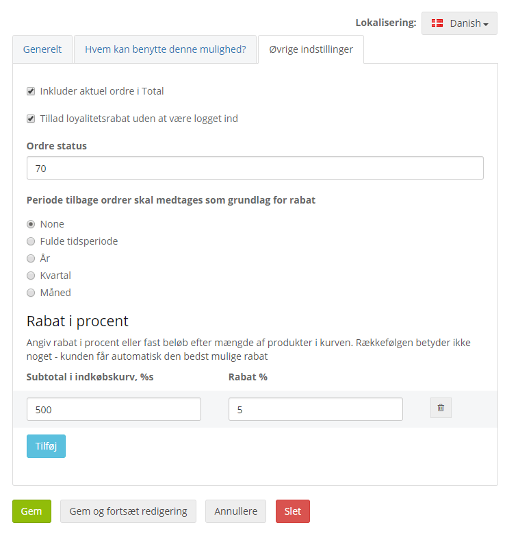 Screenshot: Creating a loyalty discount