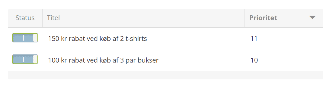 Screenshot: Creating a quantity discount across products