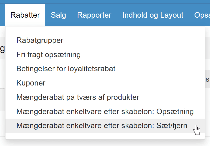 Screenshot: Templates for the same quantity discount