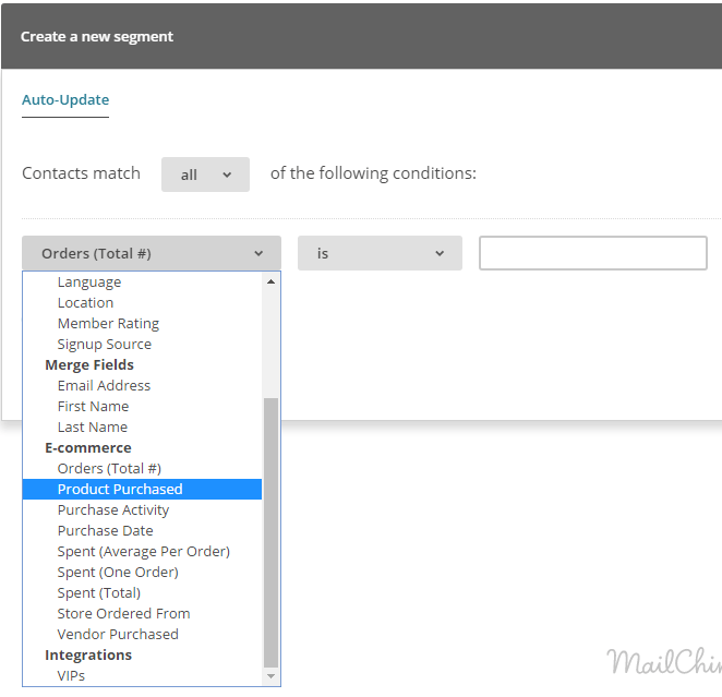 Screenshot: 3: Create a segment in Mailchimp