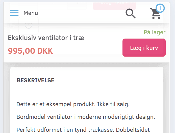 Screenshot: Sticky “Add to basket” at the top on mobile