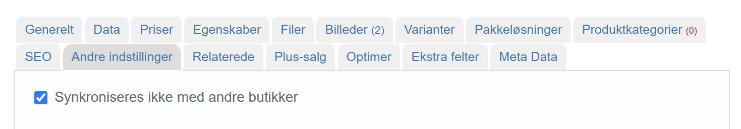Screenshot: Deselect a product