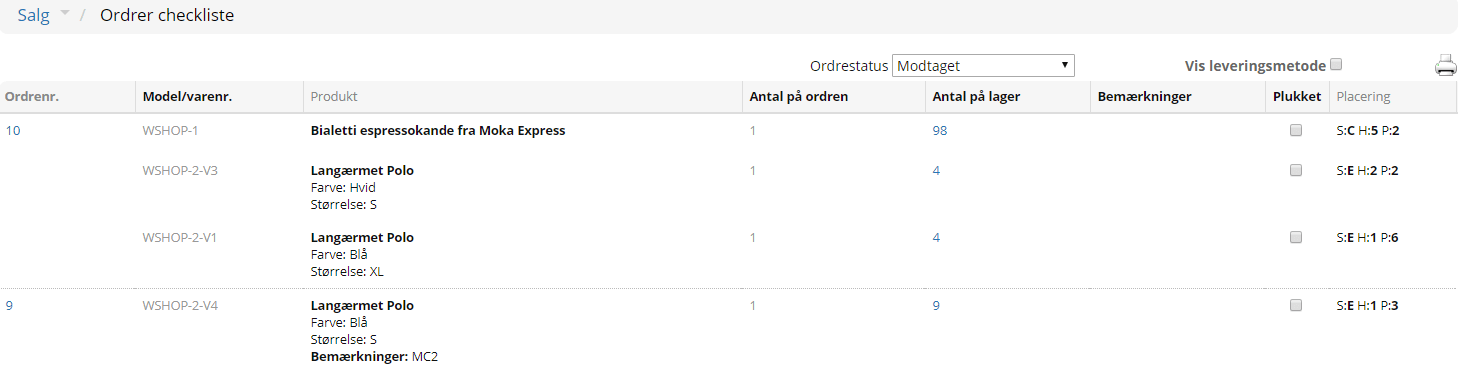 Screenshot: Checklist