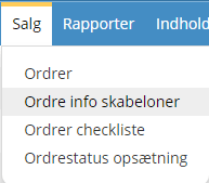 Screenshot: Order info templates