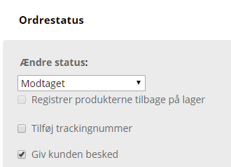 Screenshot: Change the status of an order