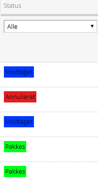 Screenshot: Create an order status