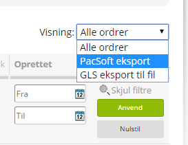 Screenshot: Transfer several orders at once from the order list