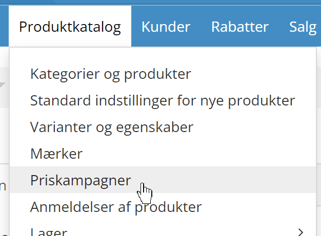 Screenshot: Products on sale – now or plan a campaign