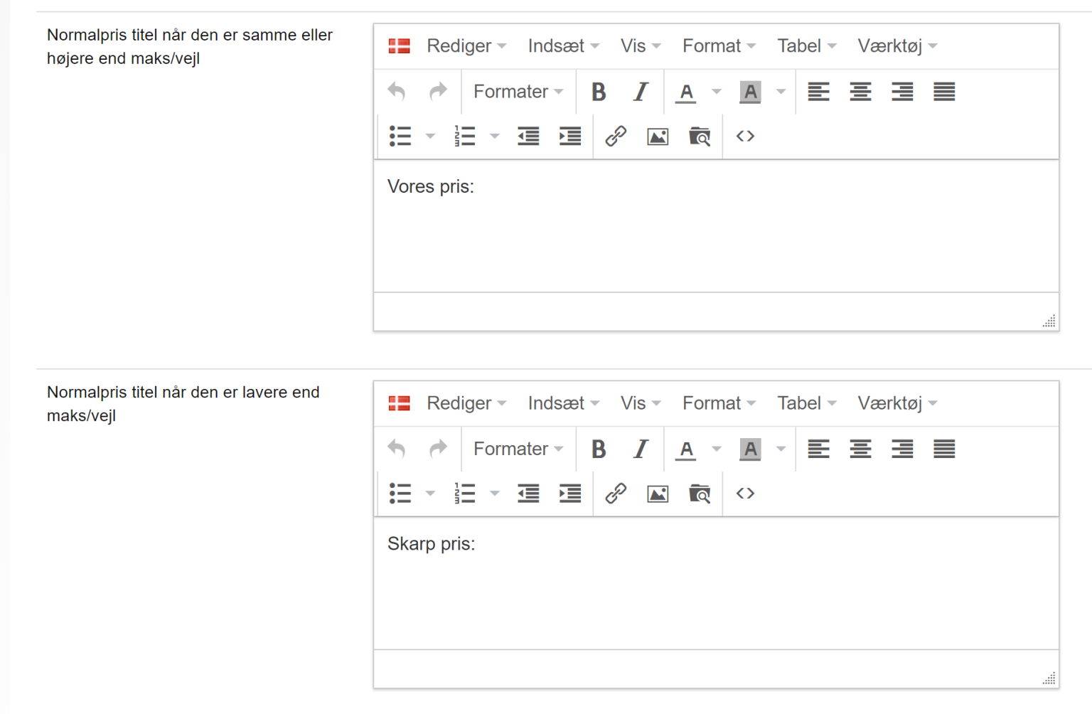 Screenshot: Use other titles for prices – e.g. “Great price”