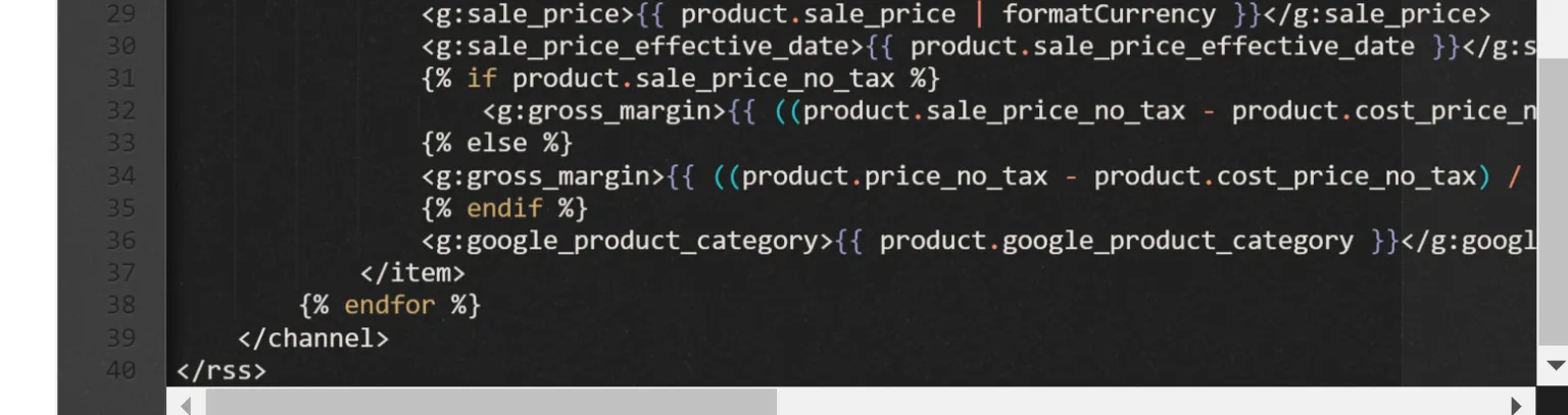 Screenshot: Gross margin