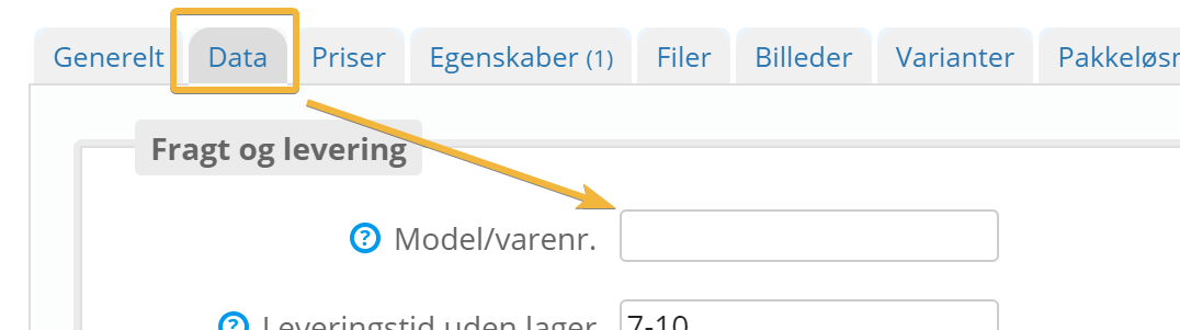 Screenshot: Your own product number in the feed